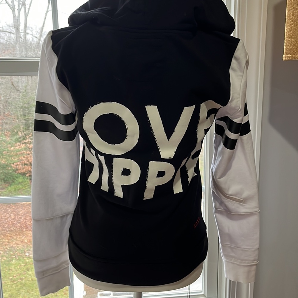 Peace Love World full zip sweatshirt, size S